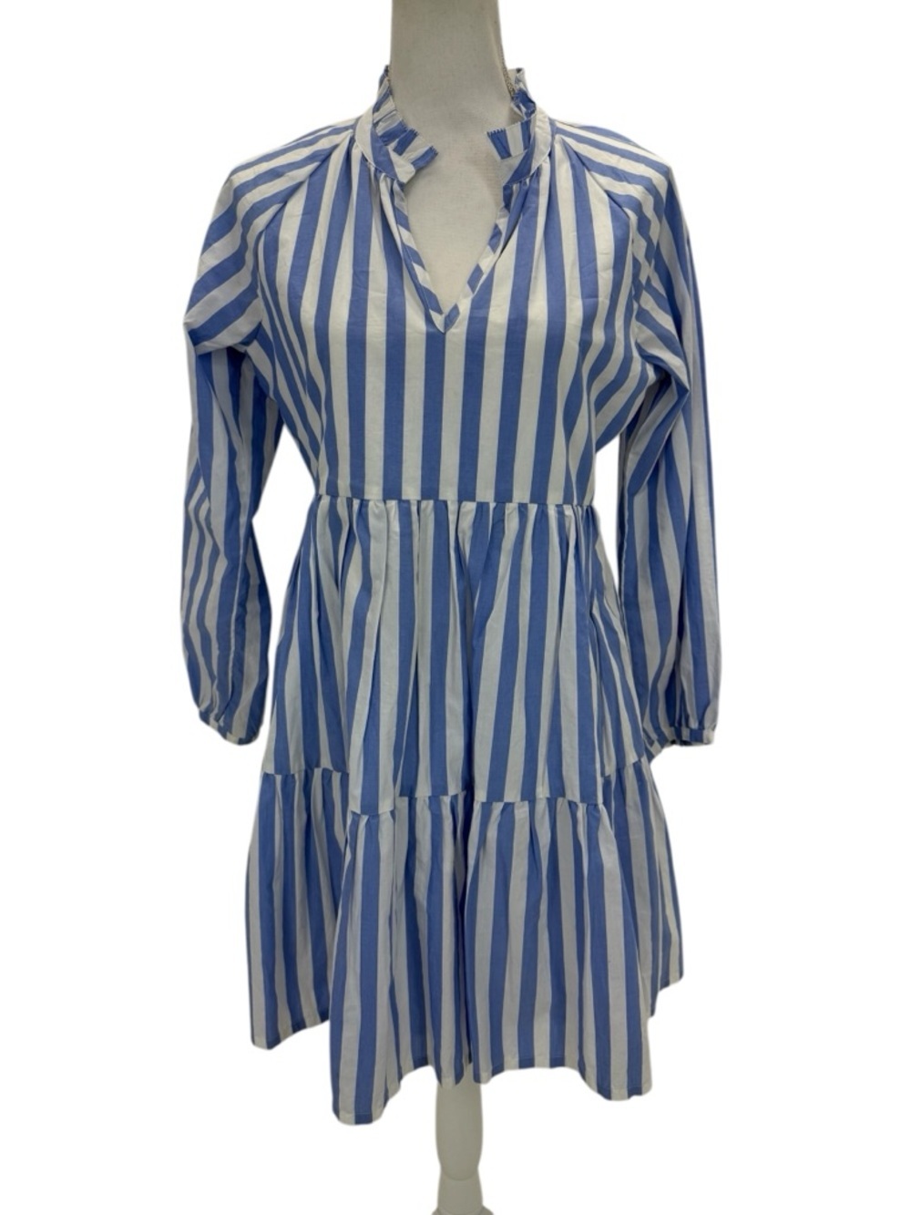 J. Crew Tiered Striped Dress XS Blue/White - Picture 2 of 16